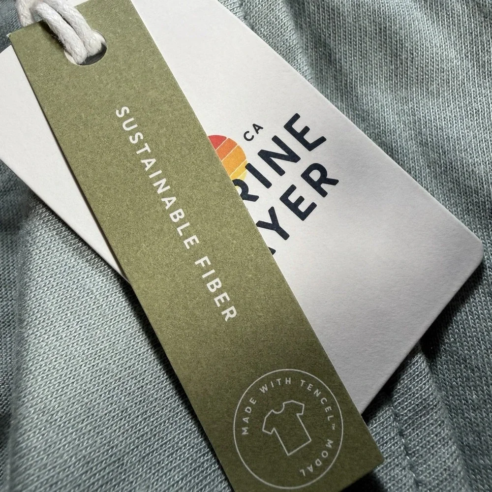 Marine Layer Polo Shirt Striped Grey Mist Short Sleeve Mens L/XL New - Picture 5 of 10